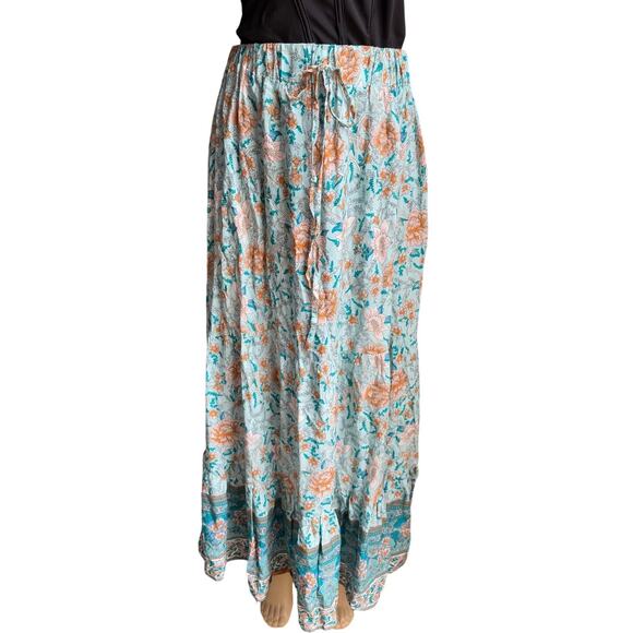 Simplee Boho Mint Floral Print Maxi Skirt Cottagecore Gypsy Hippie Bohemian, 2XL - Picture 11 of 16